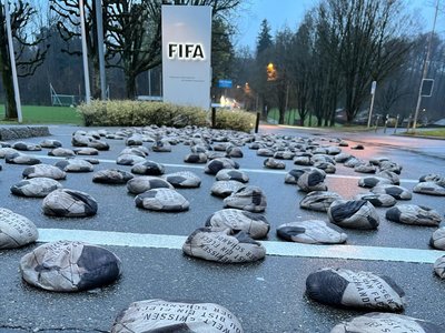 Protestaktion Weltgewissen Katar GMF 