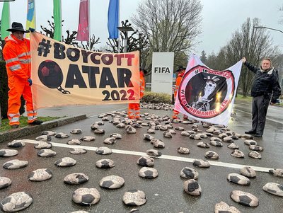 Protestaktion Weltgewissen Katar GMF 
